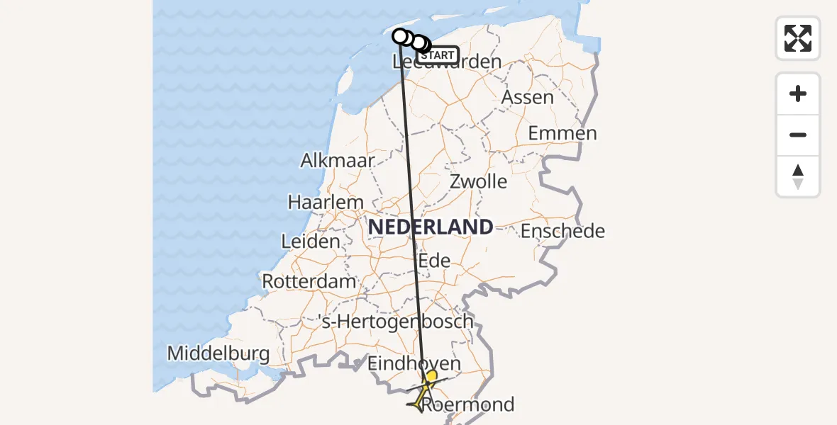 Routekaart van de vlucht: Ambulanceheli naar Budel