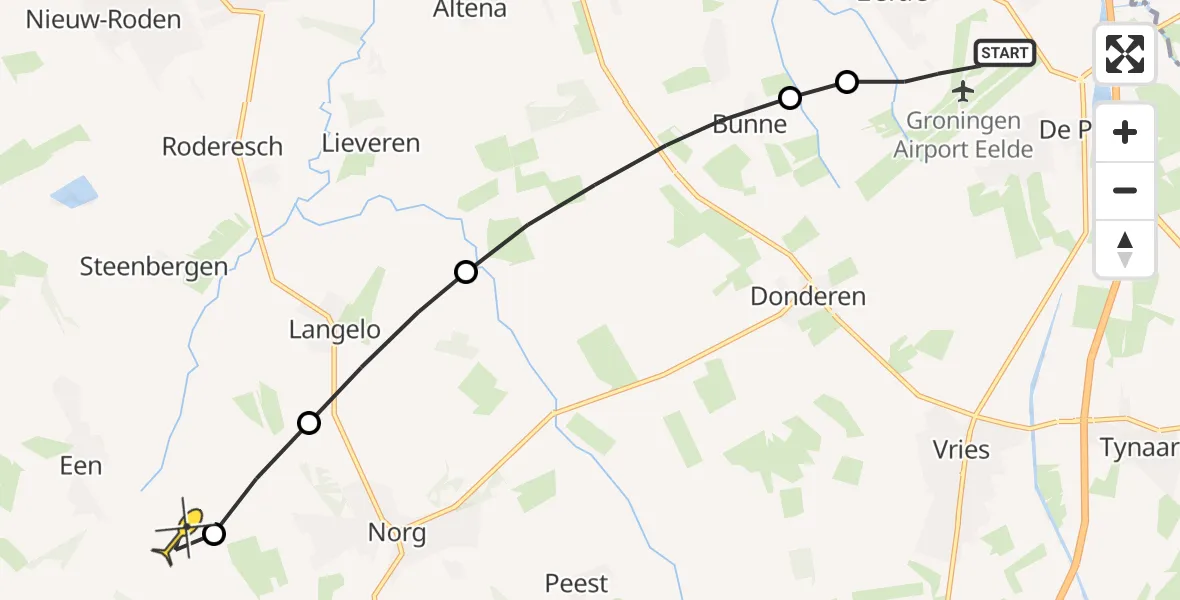 Routekaart van de vlucht: Lifeliner 4 naar Westervelde