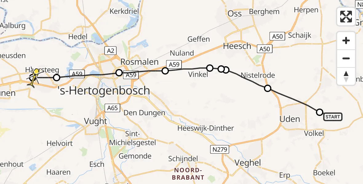 Routekaart van de vlucht: Lifeliner 3 naar Nieuwkuijk