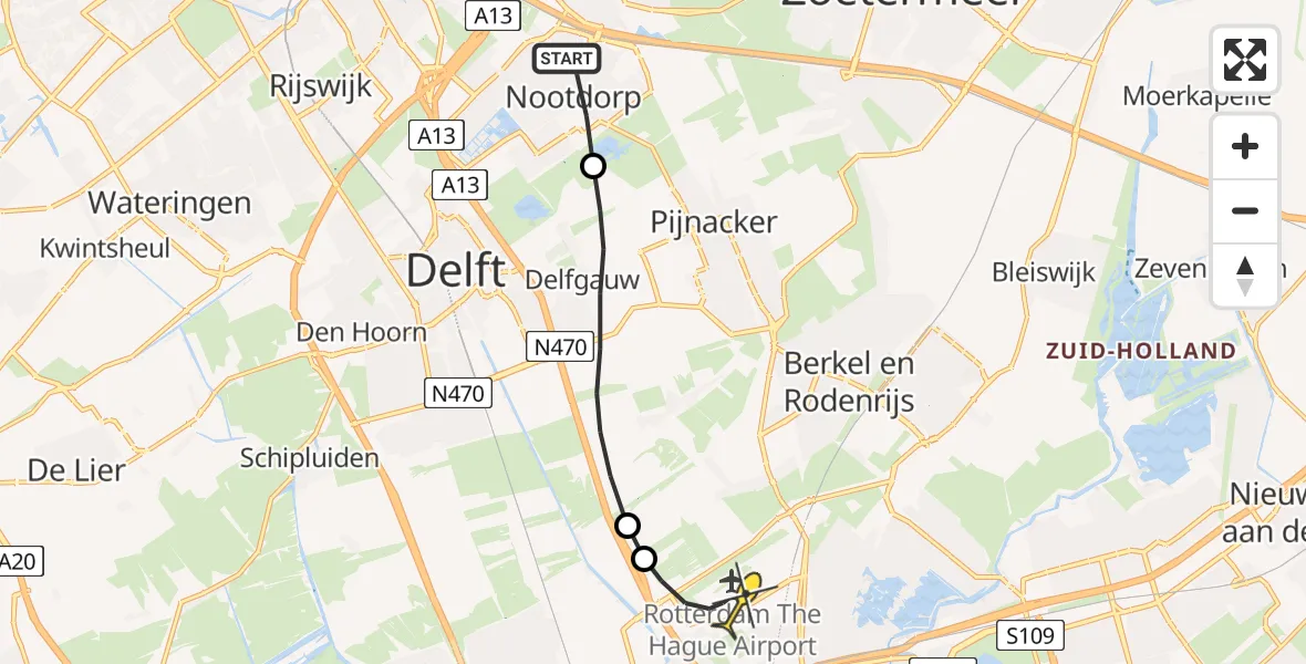 Routekaart van de vlucht: Lifeliner 2 naar Rotterdam The Hague Airport