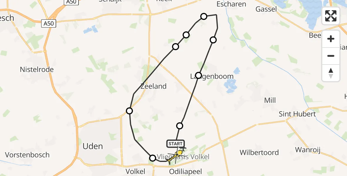 Routekaart van de vlucht: Lifeliner 3 naar Vliegbasis Volkel