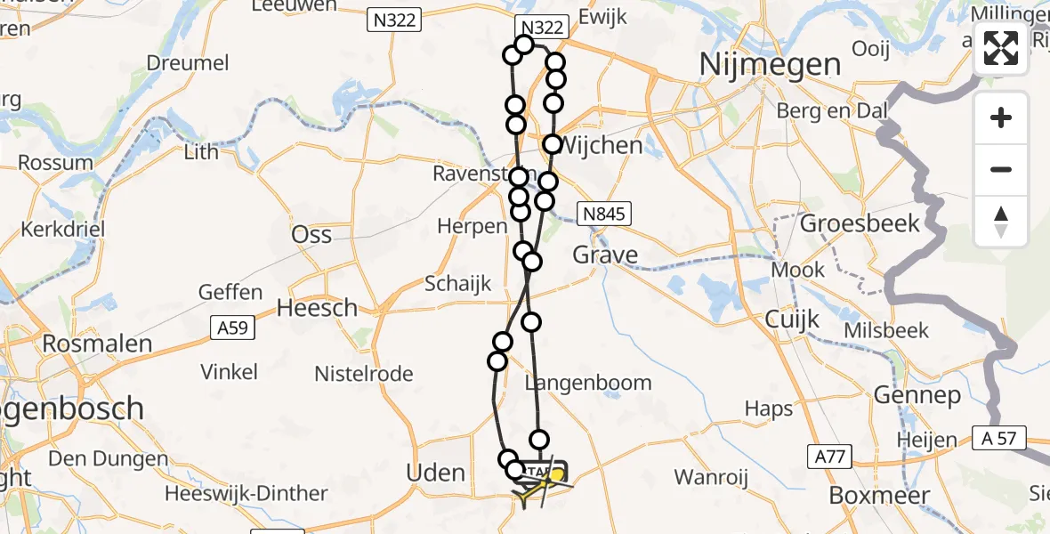 Routekaart van de vlucht: Lifeliner 3 naar Vliegbasis Volkel