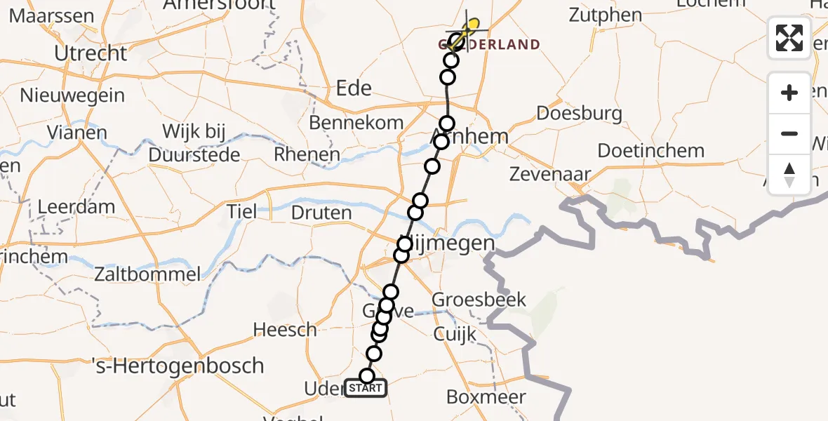 Routekaart van de vlucht: Lifeliner 3 naar Hoenderloo