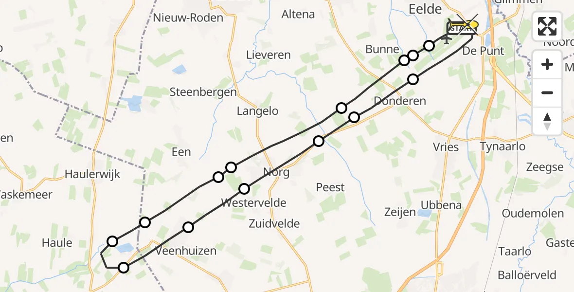 Routekaart van de vlucht: Lifeliner 4 naar Groningen Airport Eelde