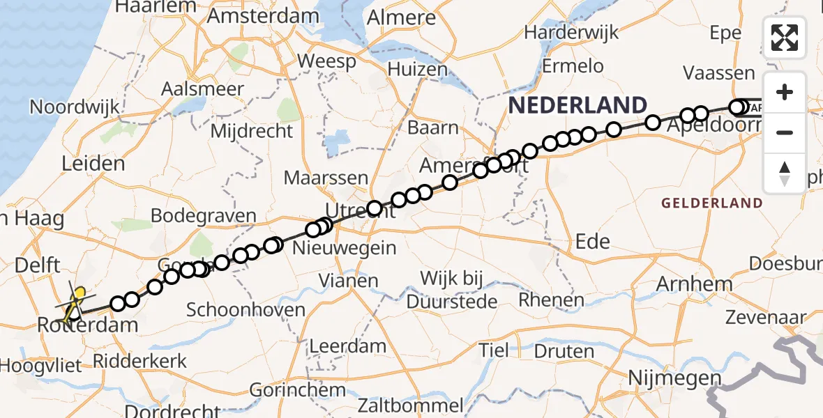 Routekaart van de vlucht: Lifeliner 2 naar Rotterdam The Hague Airport