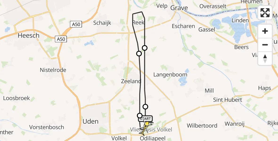 Routekaart van de vlucht: Lifeliner 3 naar Vliegbasis Volkel