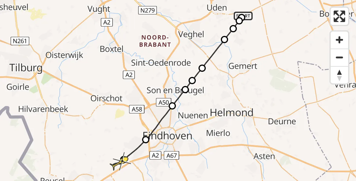 Routekaart van de vlucht: Lifeliner 3 naar Knegsel