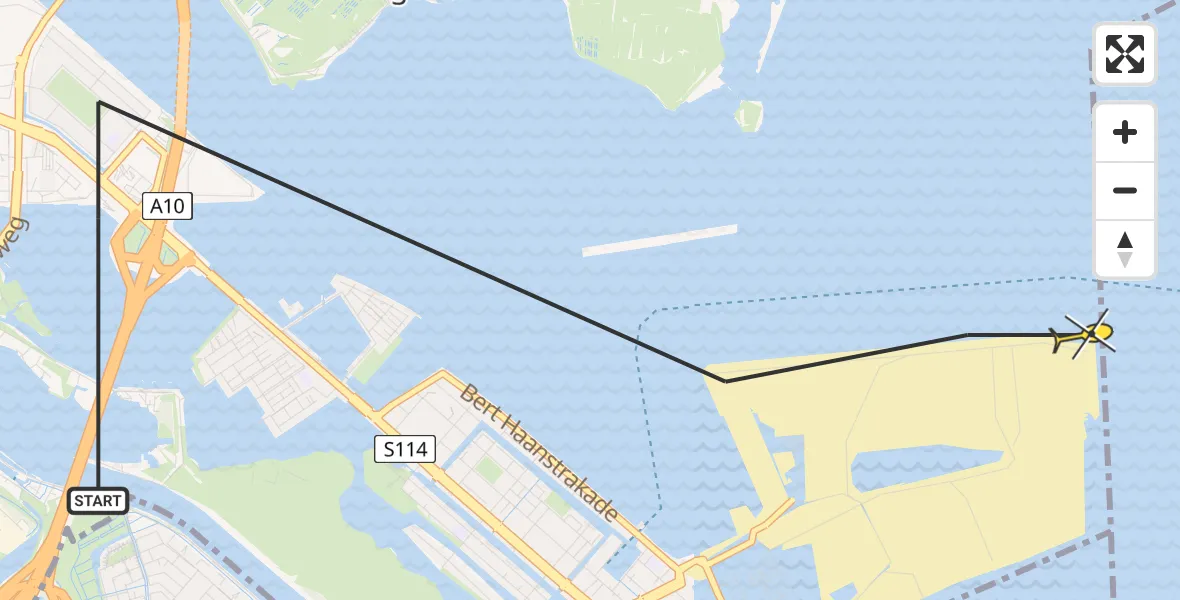 Vluchtroute Politiehelikopter van Amsterdam naar Amsterdam