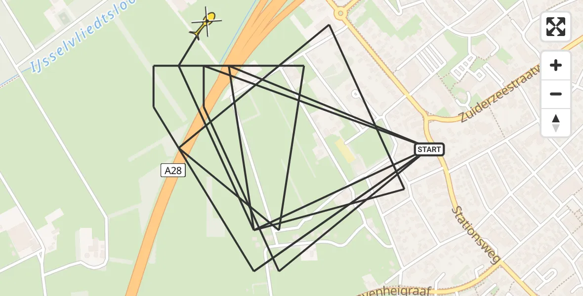 Routekaart van de vlucht: Politiehelikopter naar Wezep