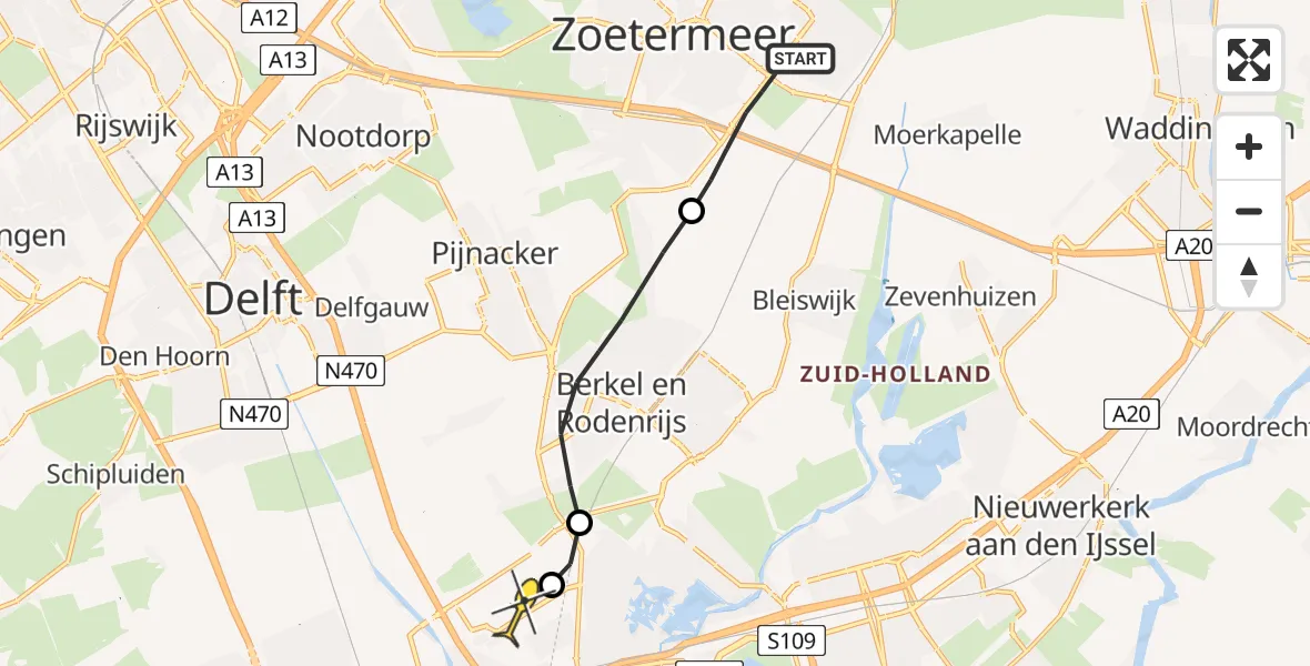 Routekaart van de vlucht: Lifeliner 2 naar Rotterdam The Hague Airport