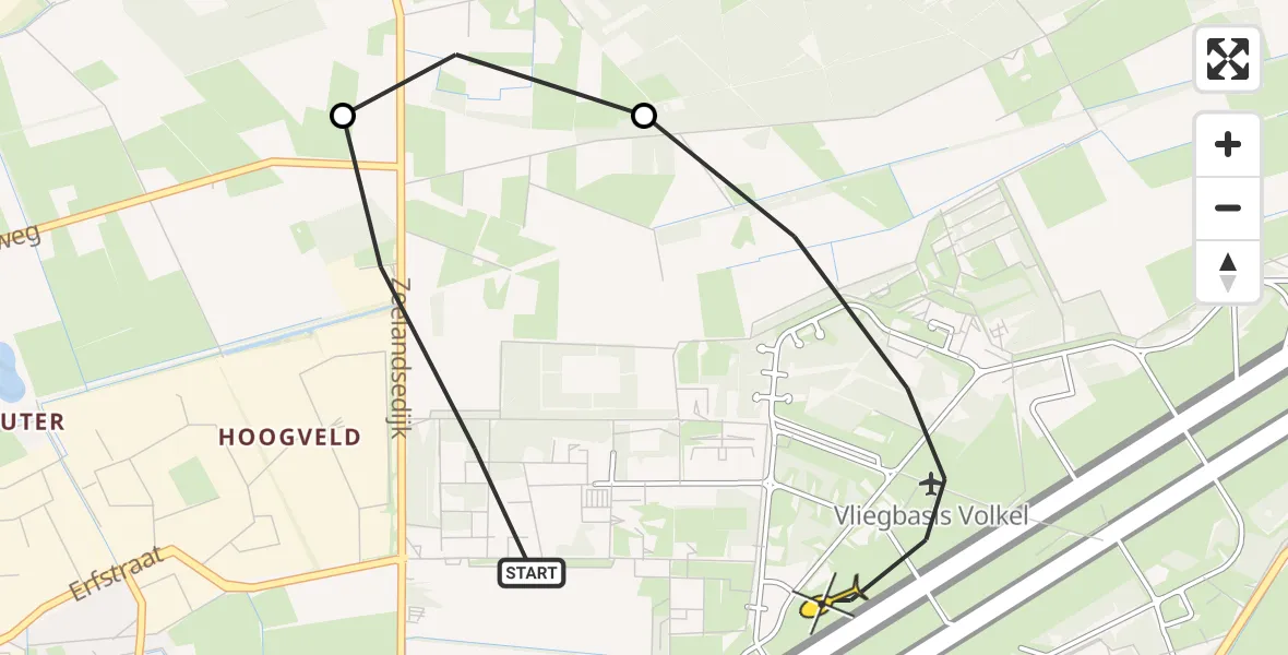 Routekaart van de vlucht: Lifeliner 3 naar Vliegbasis Volkel