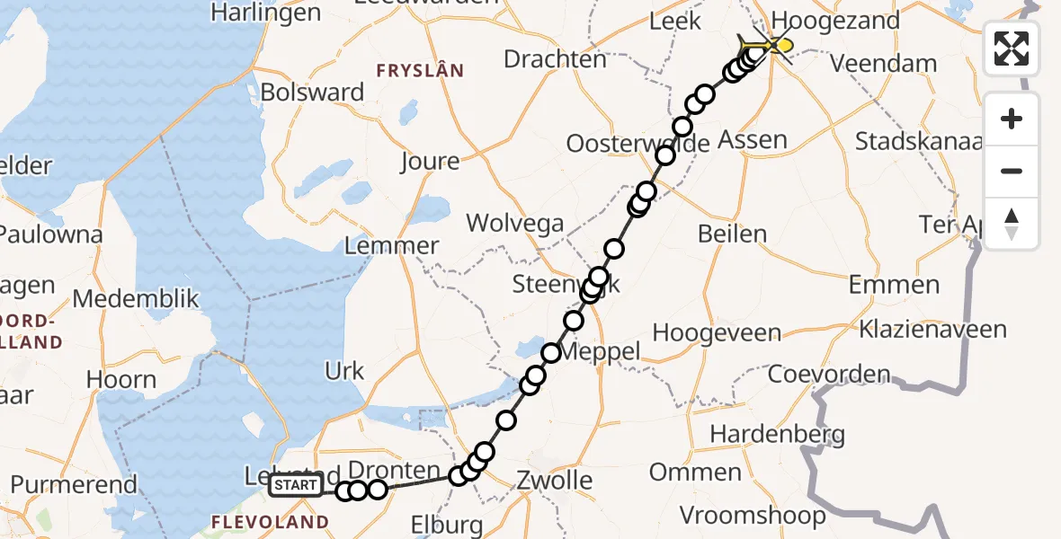 Routekaart van de vlucht: Lifeliner 4 naar Groningen Airport Eelde