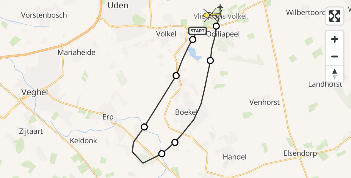 Routekaart van de vlucht: Lifeliner 3 naar Vliegbasis Volkel