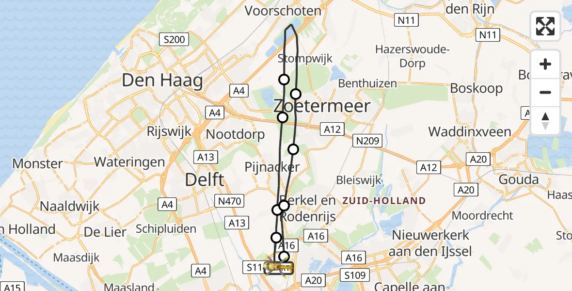 Vluchtroute Traumahelikopter Rotterdam The Hague Airport - Rotterdam The Hague Airport, 22 mei 2023, 18:00