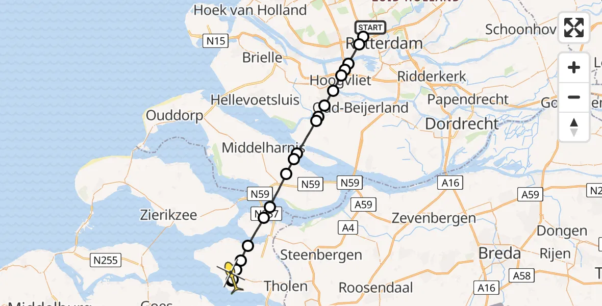 Routekaart van de vlucht: Lifeliner 2 naar Sint-Maartensdijk