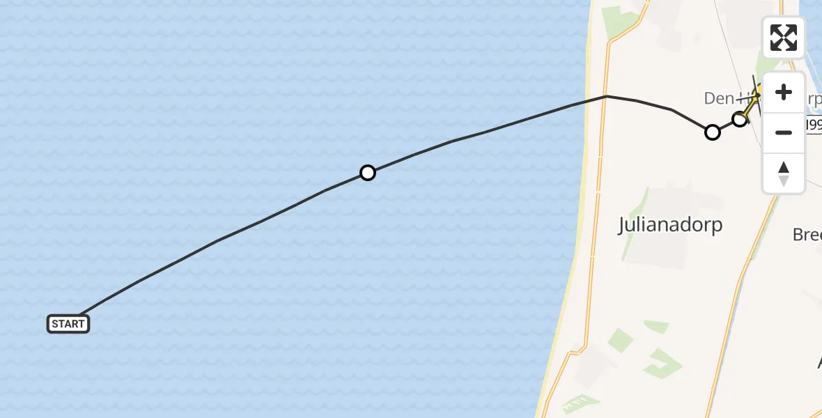 Vluchtroute Politiehelikopter van  naar Vliegveld De Kooy