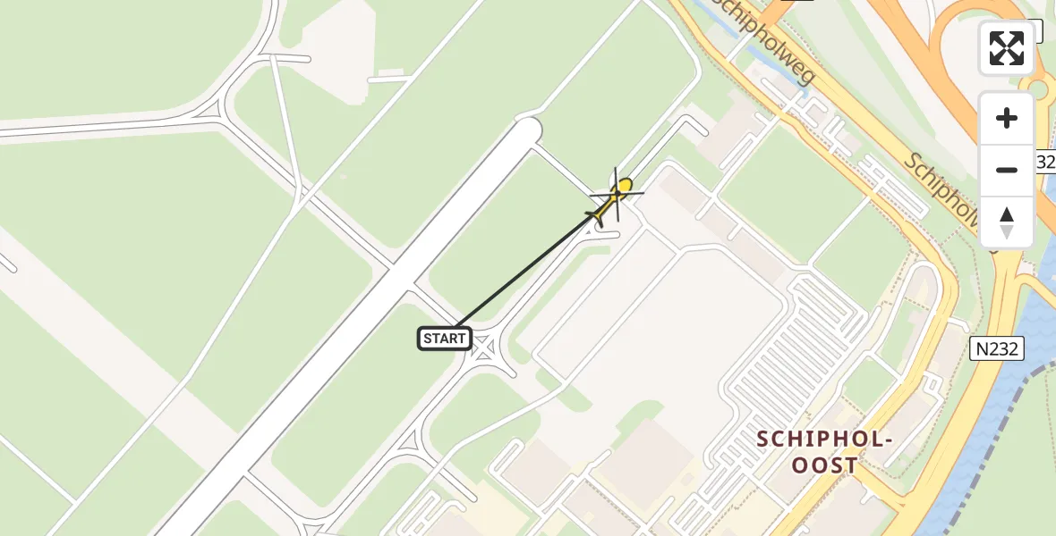 Vluchtroute Politiehelikopter van Schiphol naar Schiphol
