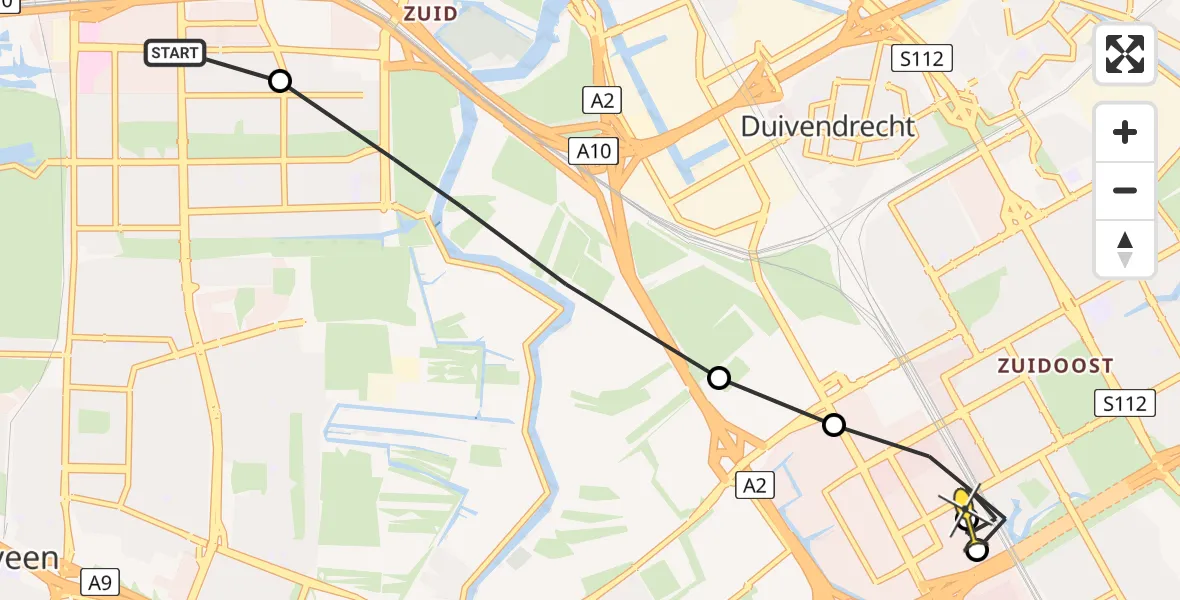 Routekaart van de vlucht: Lifeliner 1 naar Amsterdam