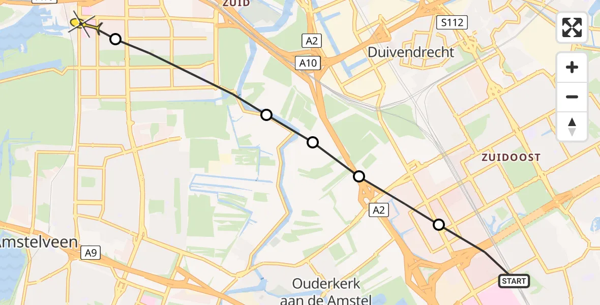 Routekaart van de vlucht: Lifeliner 1 naar VU Medisch Centrum Amsterdam