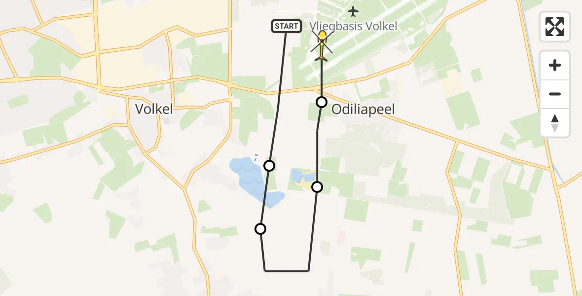 Routekaart van de vlucht: Lifeliner 3 naar Vliegbasis Volkel