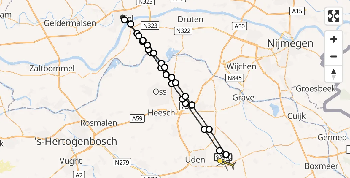 Routekaart van de vlucht: Lifeliner 3 naar Vliegbasis Volkel