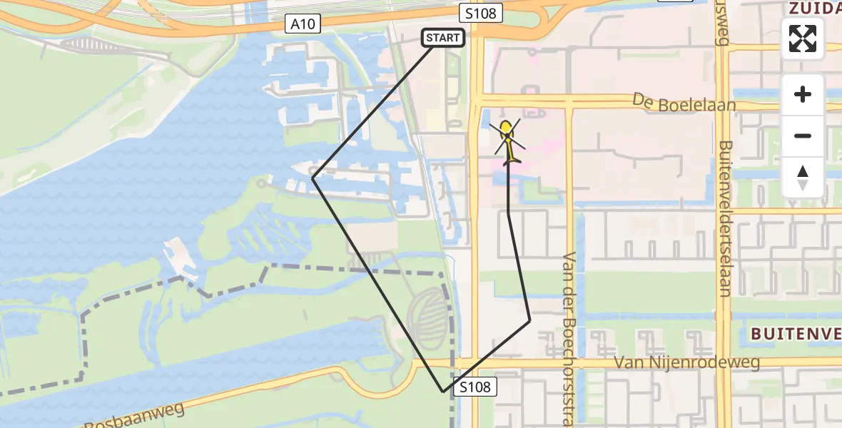 Routekaart van de vlucht: Lifeliner 1 naar VU Medisch Centrum Amsterdam