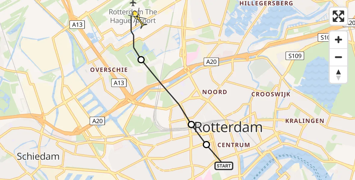 Routekaart van de vlucht: Lifeliner 2 naar Rotterdam The Hague Airport