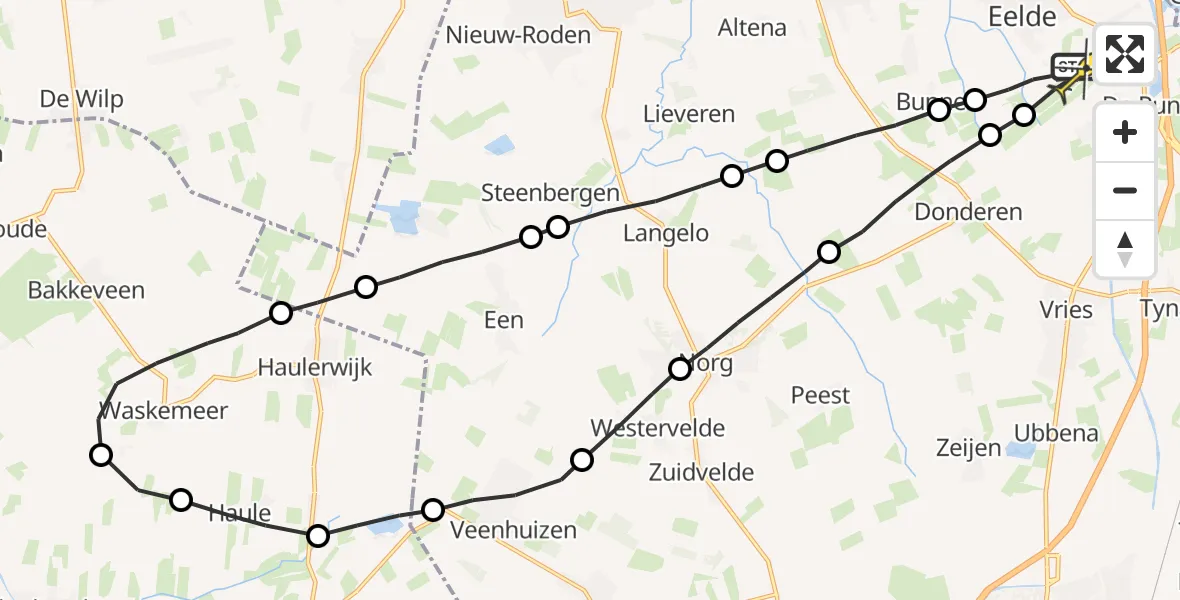 Routekaart van de vlucht: Lifeliner 4 naar Groningen Airport Eelde