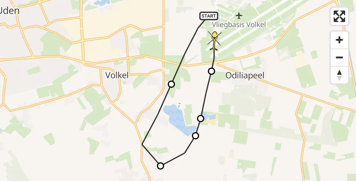 Routekaart van de vlucht: Lifeliner 3 naar Vliegbasis Volkel