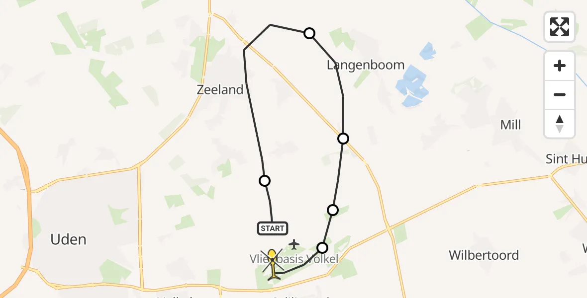 Routekaart van de vlucht: Lifeliner 3 naar Vliegbasis Volkel