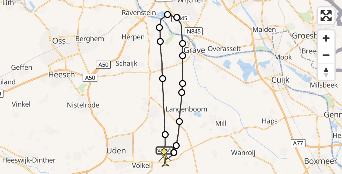 Routekaart van de vlucht: Lifeliner 3 naar Vliegbasis Volkel