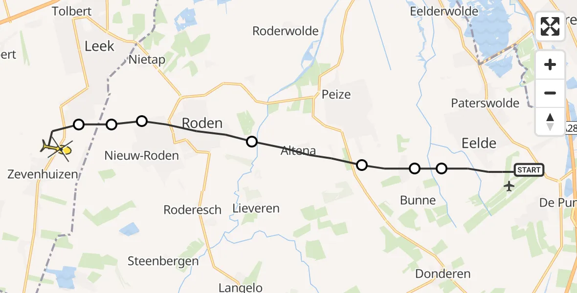 Routekaart van de vlucht: Lifeliner 4 naar Zevenhuizen