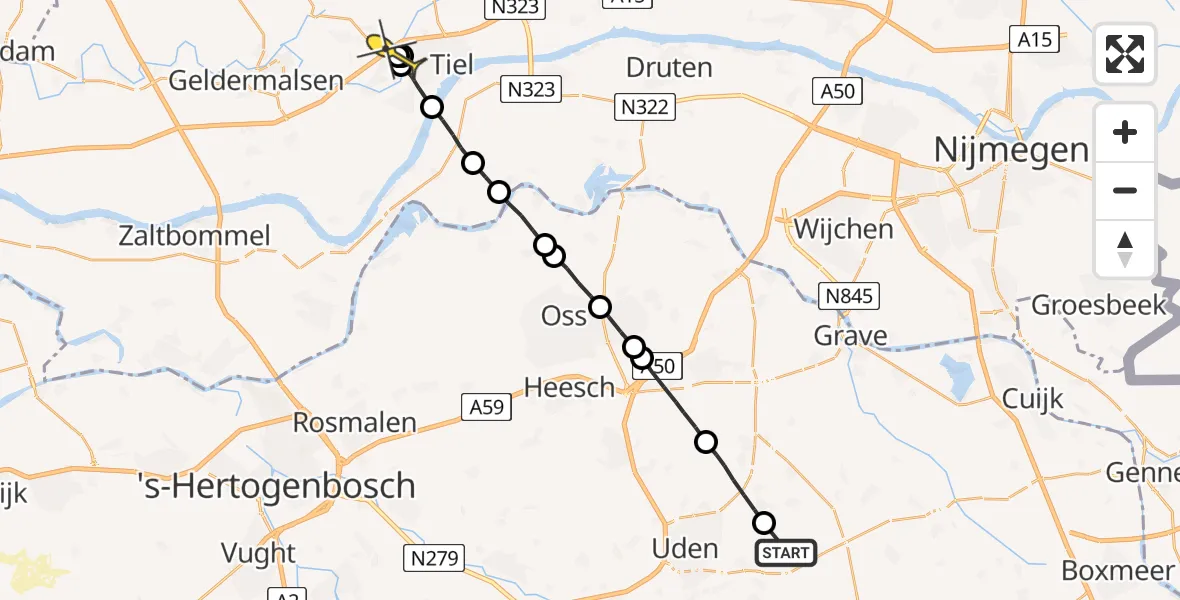 Routekaart van de vlucht: Lifeliner 3 naar Kapel Avezaath