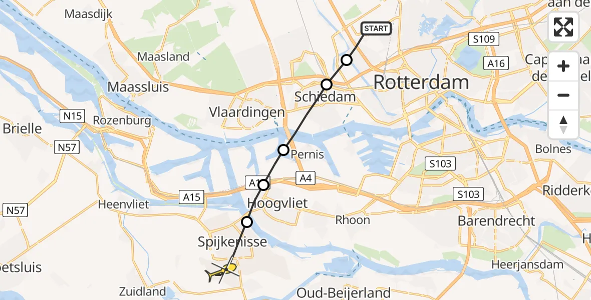 Routekaart van de vlucht: Lifeliner 2 naar Spijkenisse