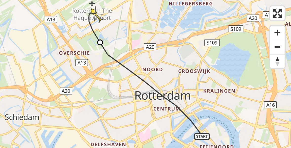 Routekaart van de vlucht: Lifeliner 2 naar Rotterdam The Hague Airport