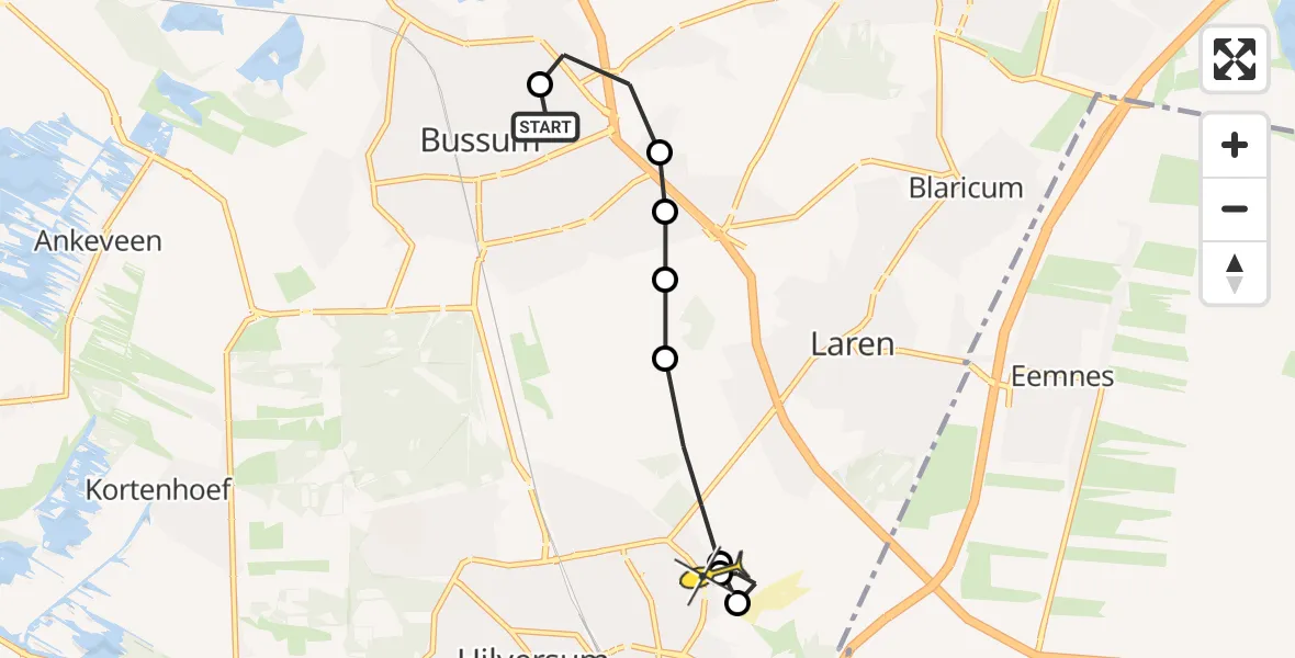 Routekaart van de vlucht: Lifeliner 1 naar Hilversum