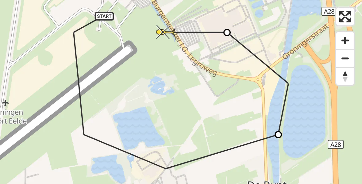 Routekaart van de vlucht: Lifeliner 4 naar Groningen Airport Eelde