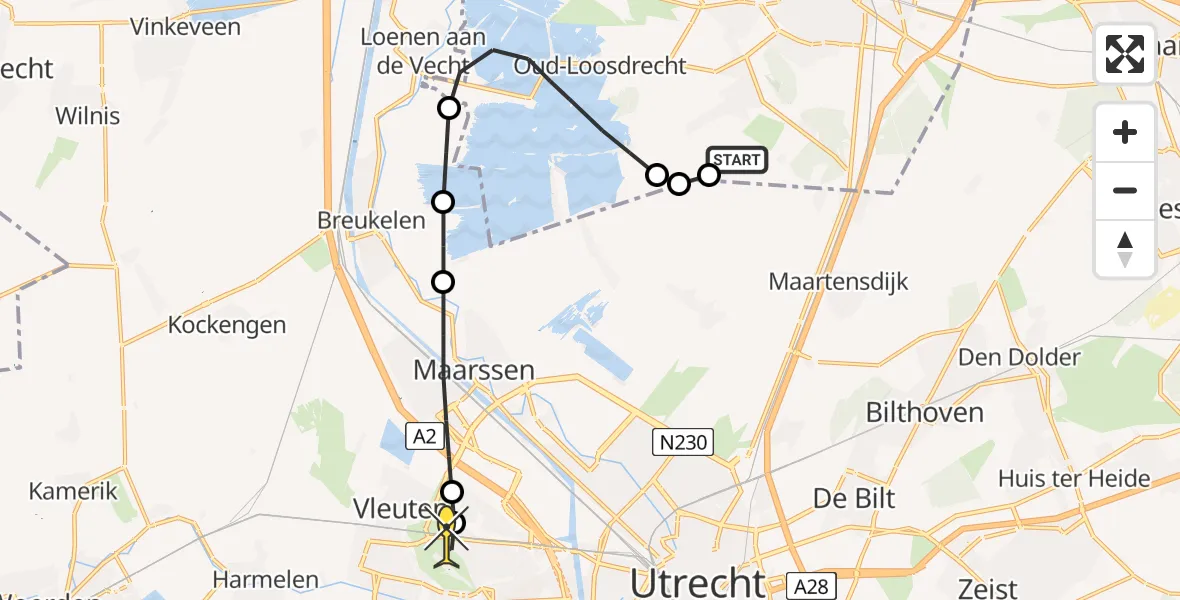 Routekaart van de vlucht: Lifeliner 1 naar Utrecht