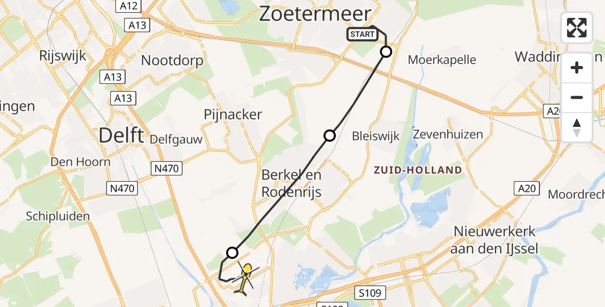 Routekaart van de vlucht: Lifeliner 2 naar Rotterdam The Hague Airport