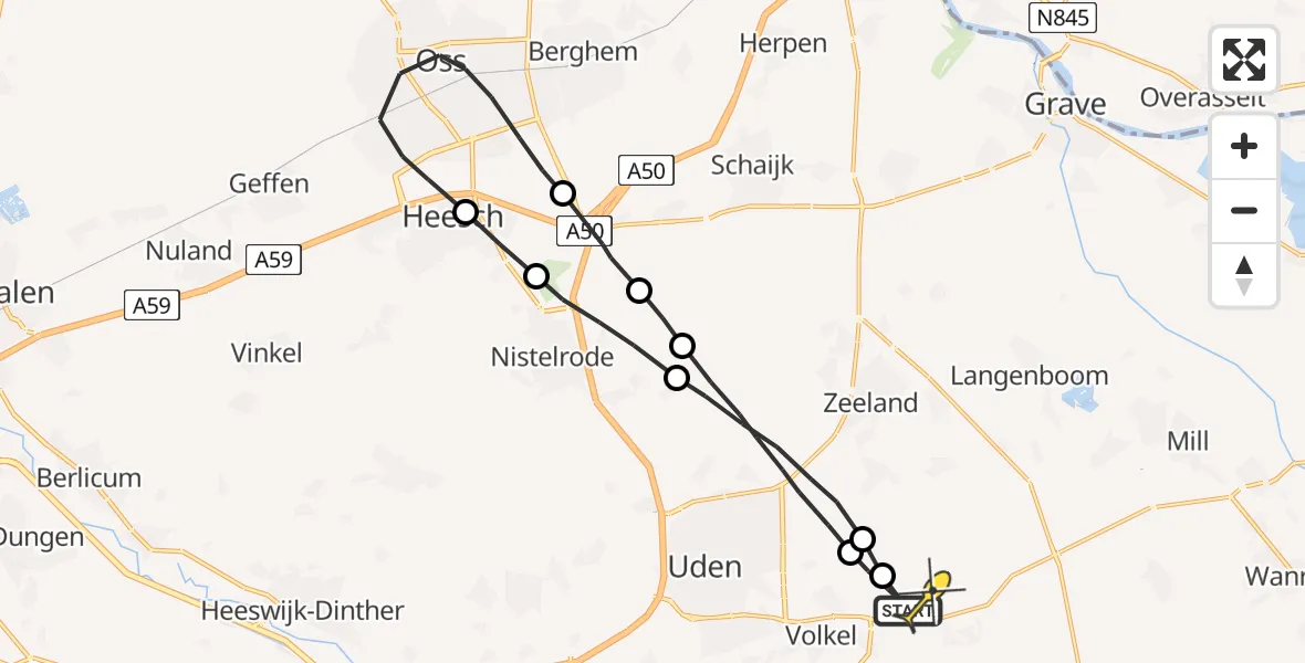 Routekaart van de vlucht: Lifeliner 3 naar Vliegbasis Volkel