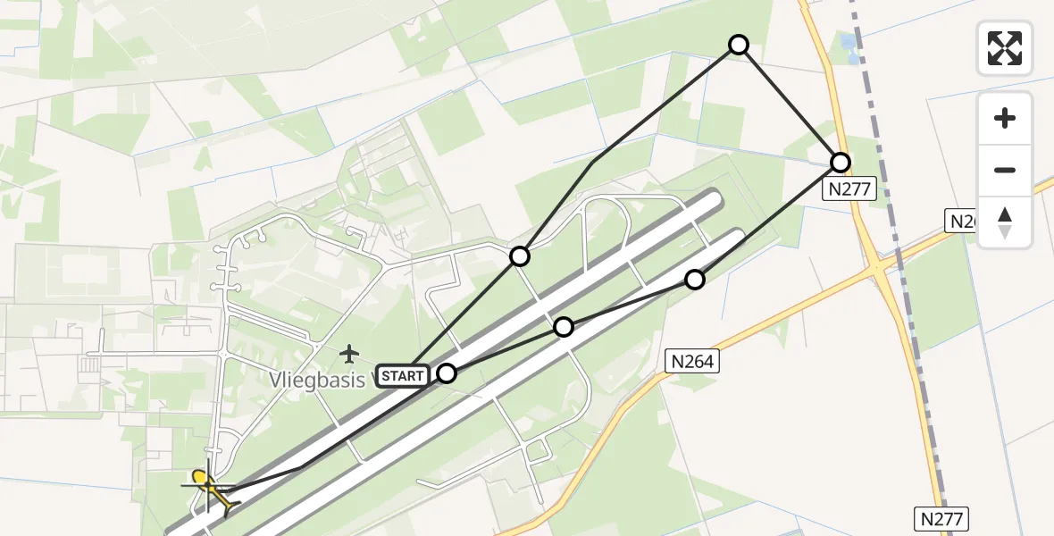 Routekaart van de vlucht: Lifeliner 3 naar Vliegbasis Volkel