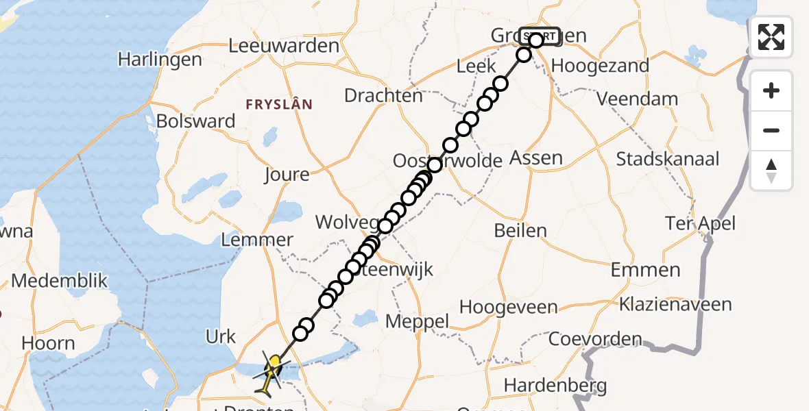 Routekaart van de vlucht: Lifeliner 4 naar Dronten