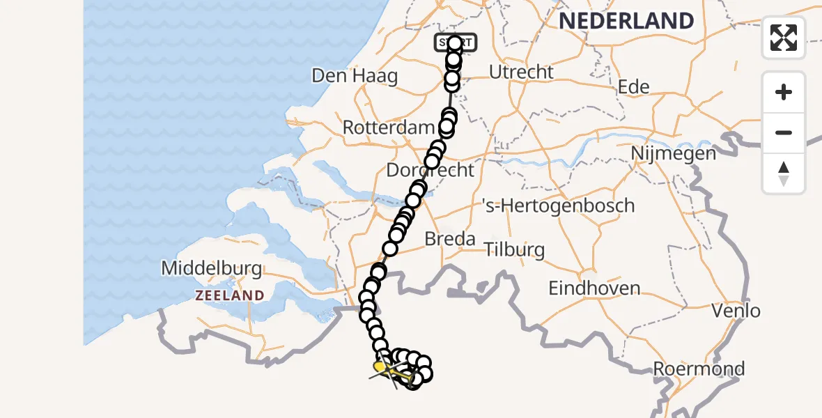 Routekaart van de vlucht: Politieheli naar Boechout