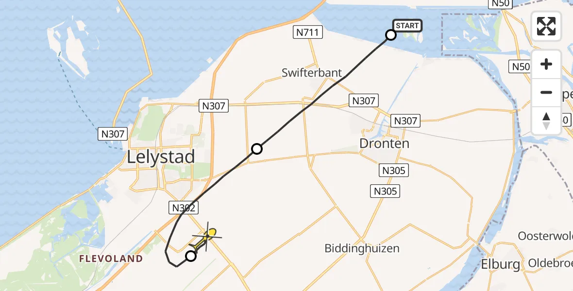 Routekaart van de vlucht: Lifeliner 4 naar Lelystad Airport