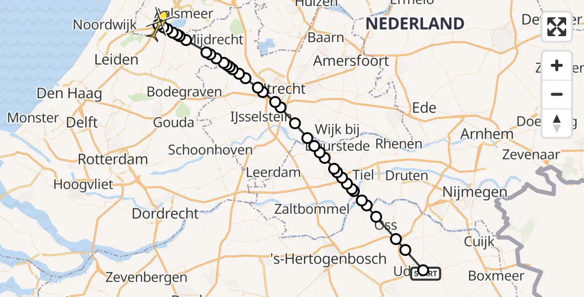 Routekaart van de vlucht: Lifeliner 3 naar Nieuw-Vennep