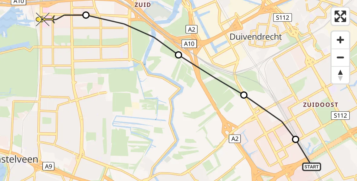 Routekaart van de vlucht: Lifeliner 1 naar VU Medisch Centrum Amsterdam