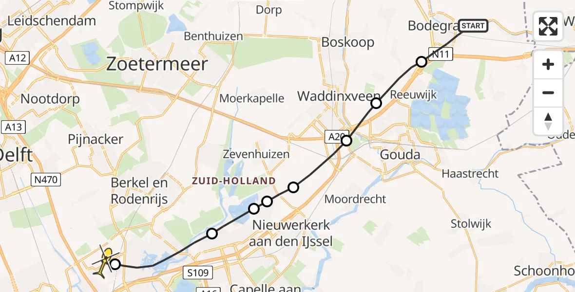 Routekaart van de vlucht: Lifeliner 2 naar Rotterdam The Hague Airport