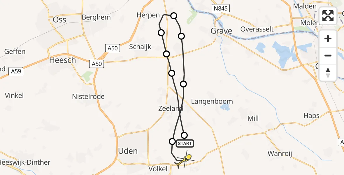 Routekaart van de vlucht: Lifeliner 3 naar Vliegbasis Volkel