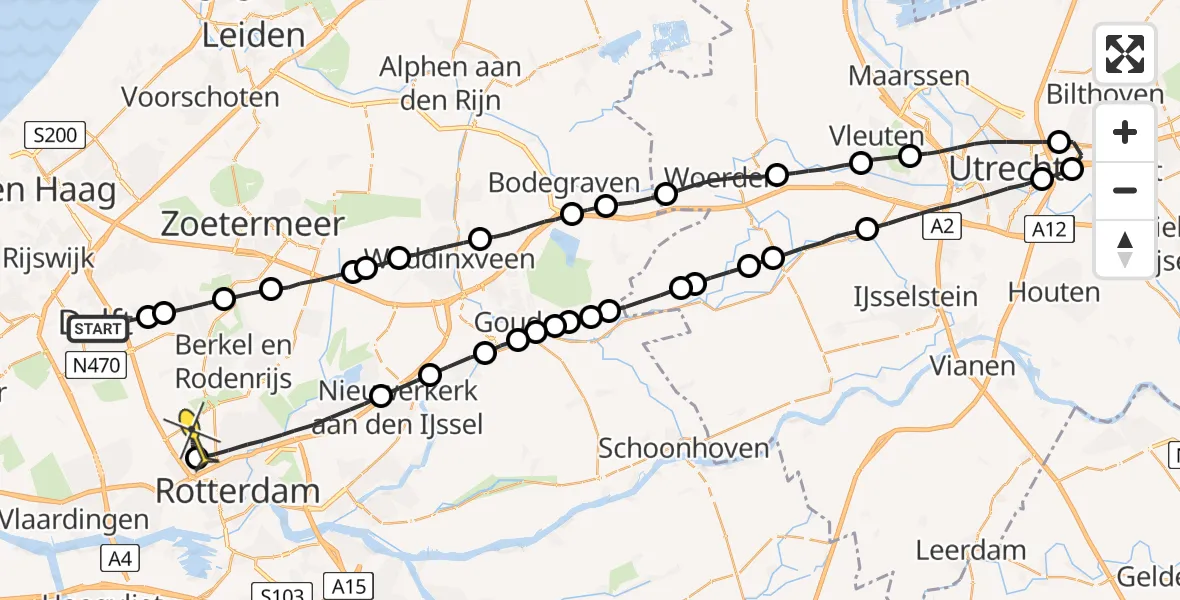 Routekaart van de vlucht: Lifeliner 2 naar Rotterdam The Hague Airport