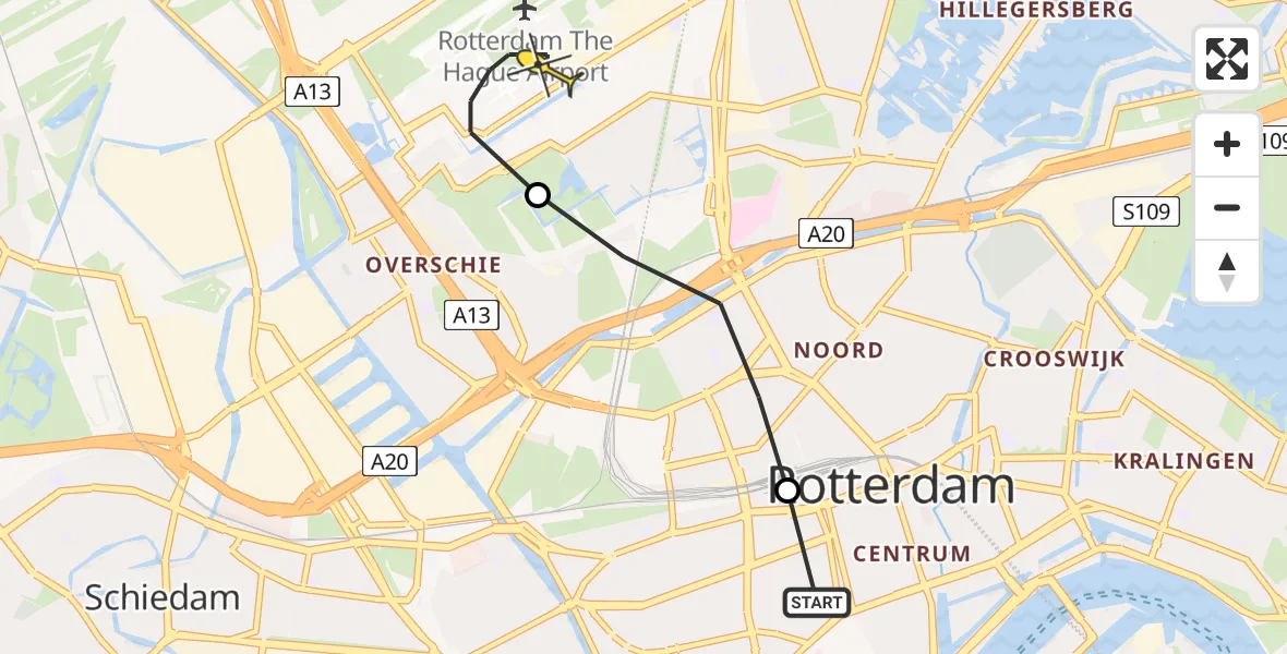 Routekaart van de vlucht: Lifeliner 2 naar Rotterdam The Hague Airport